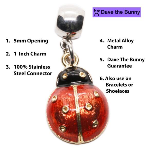 Elegant Lady Bug Charm for Jewelry - Perfect Ladybug Gifts - Picture 2 of 4